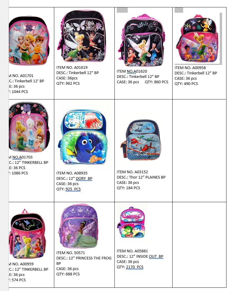 46895 - Girl's Backpacks USA